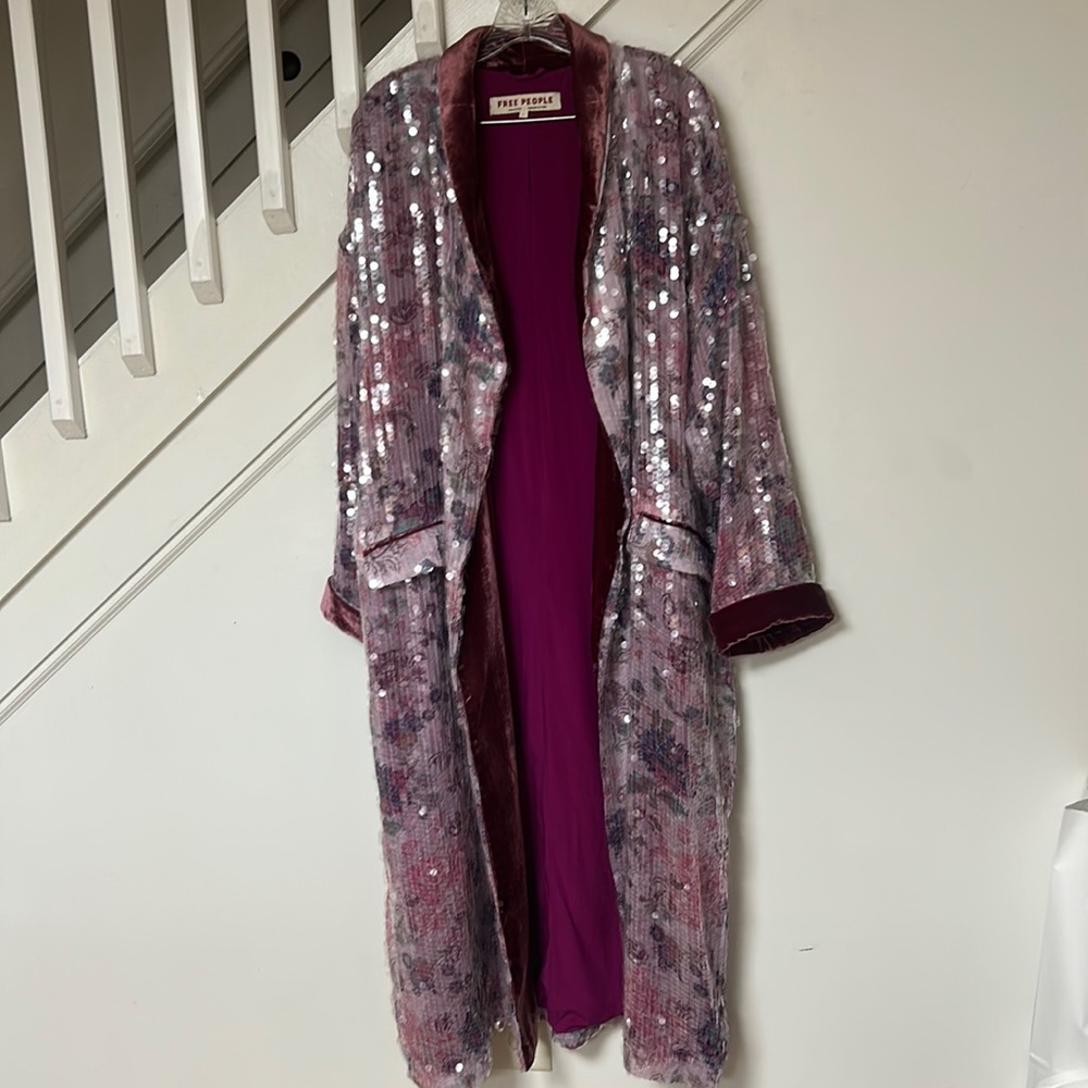 Free People Sequined Coat L